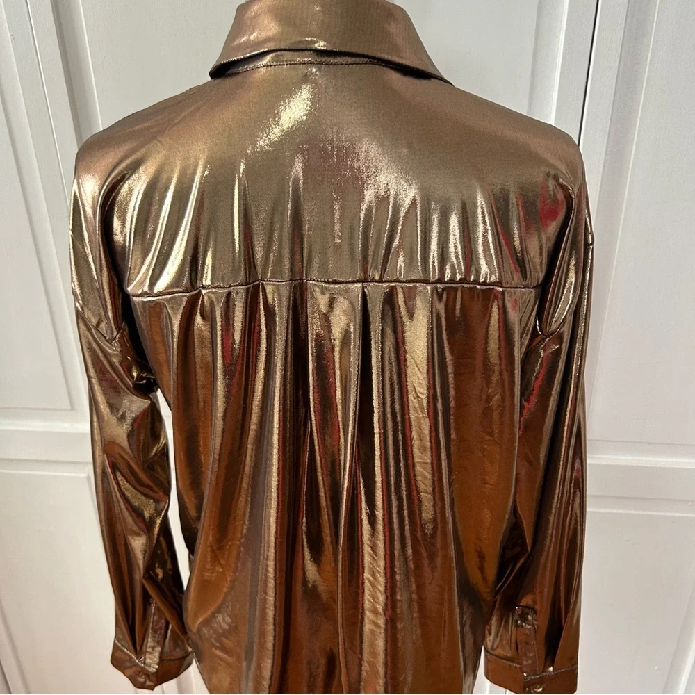 Anthropologie Shine  Gold Button Down Shirt  L - Picture 16 of 16